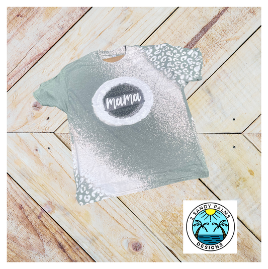 Military Green Mama shirt with Leopard print