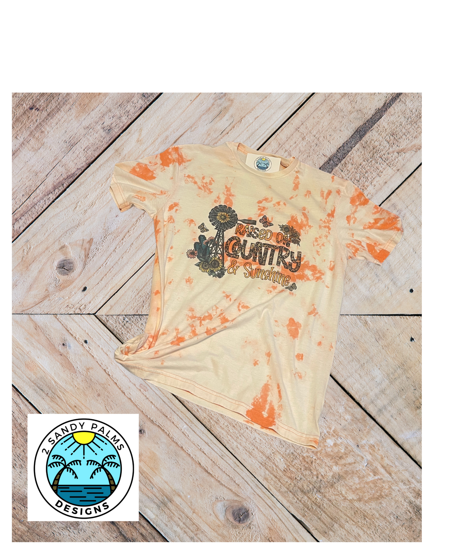 Orange bleached Raised on Country and Sunshine T-shirt