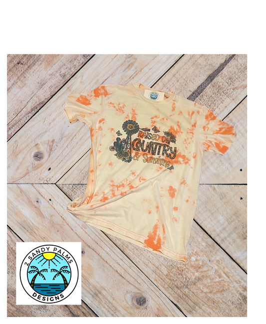 Orange bleached Raised on Country and Sunshine T-shirt