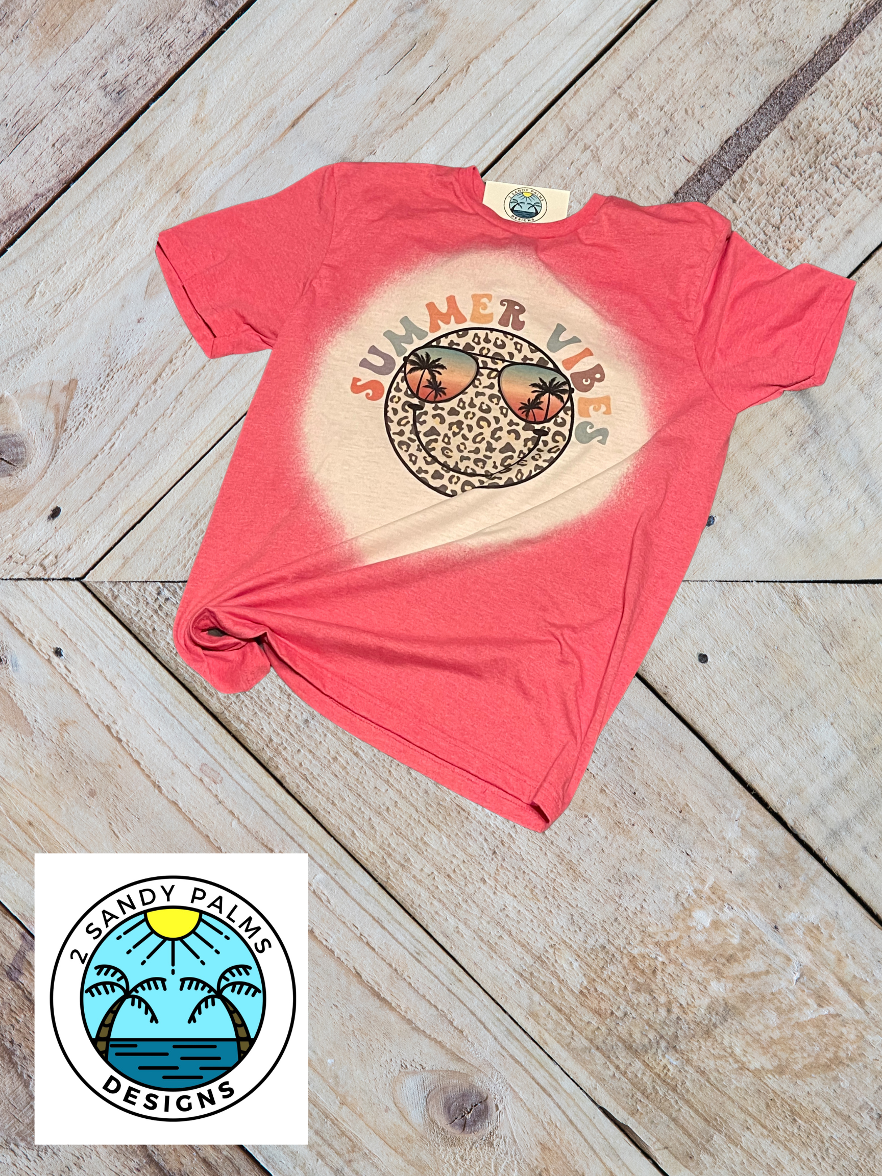 pink bleached Summer Vibes T-shirt