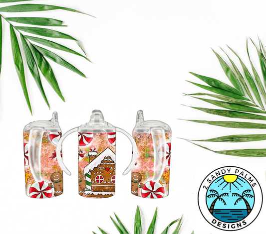 12oz Gingerbread house sippy cup duo/tumbler christmas