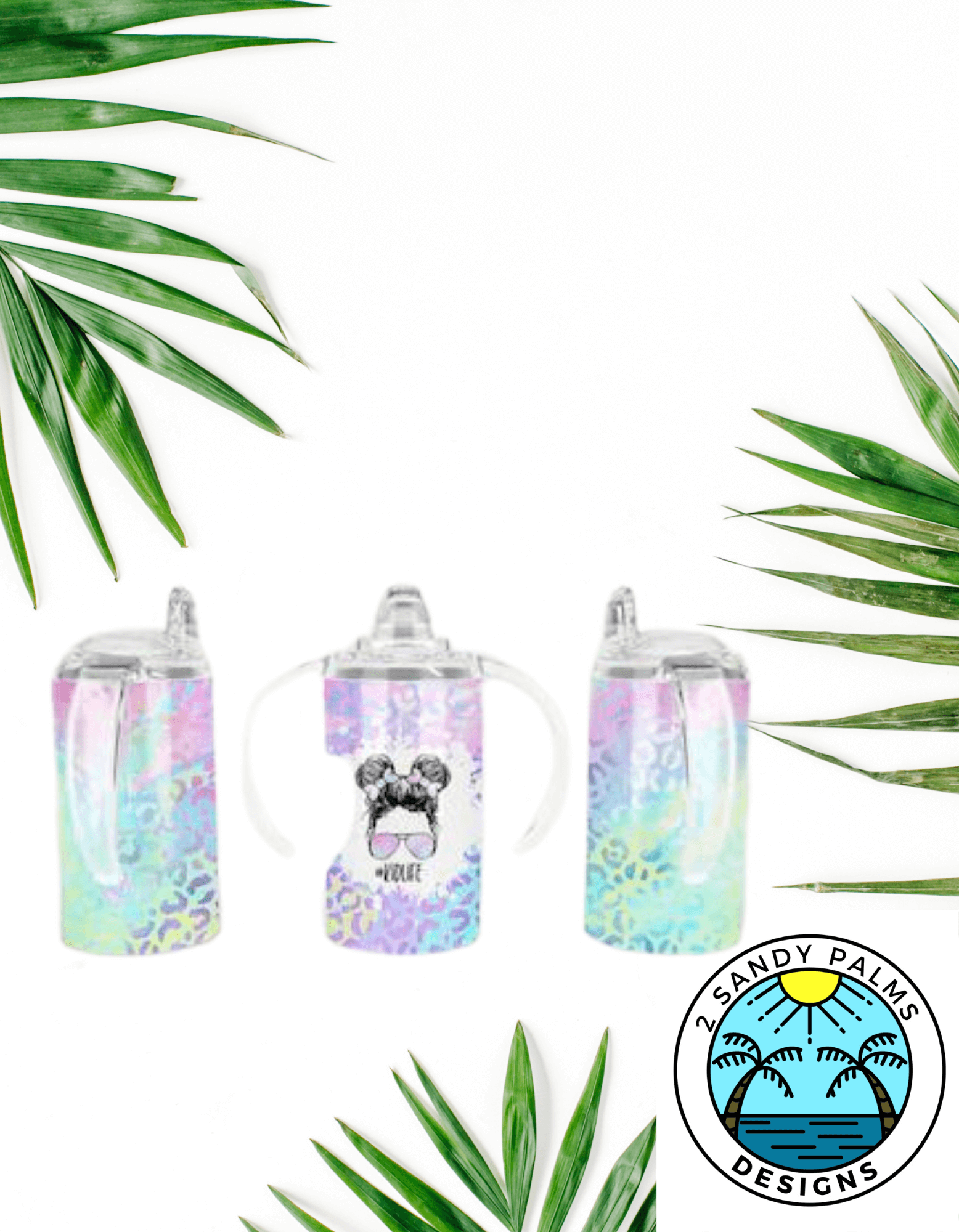 12oz Pink Purple blue leopard print Duo/sippy cup tumbler #kidslife