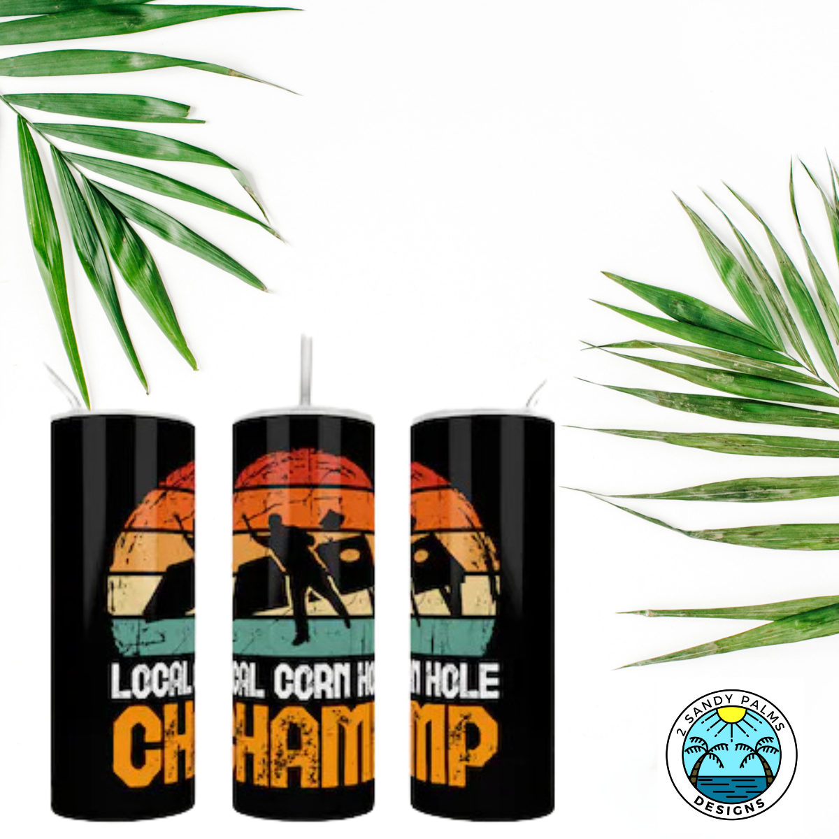 20oz Local Cornhole Champion Skinny Tumbler Black
