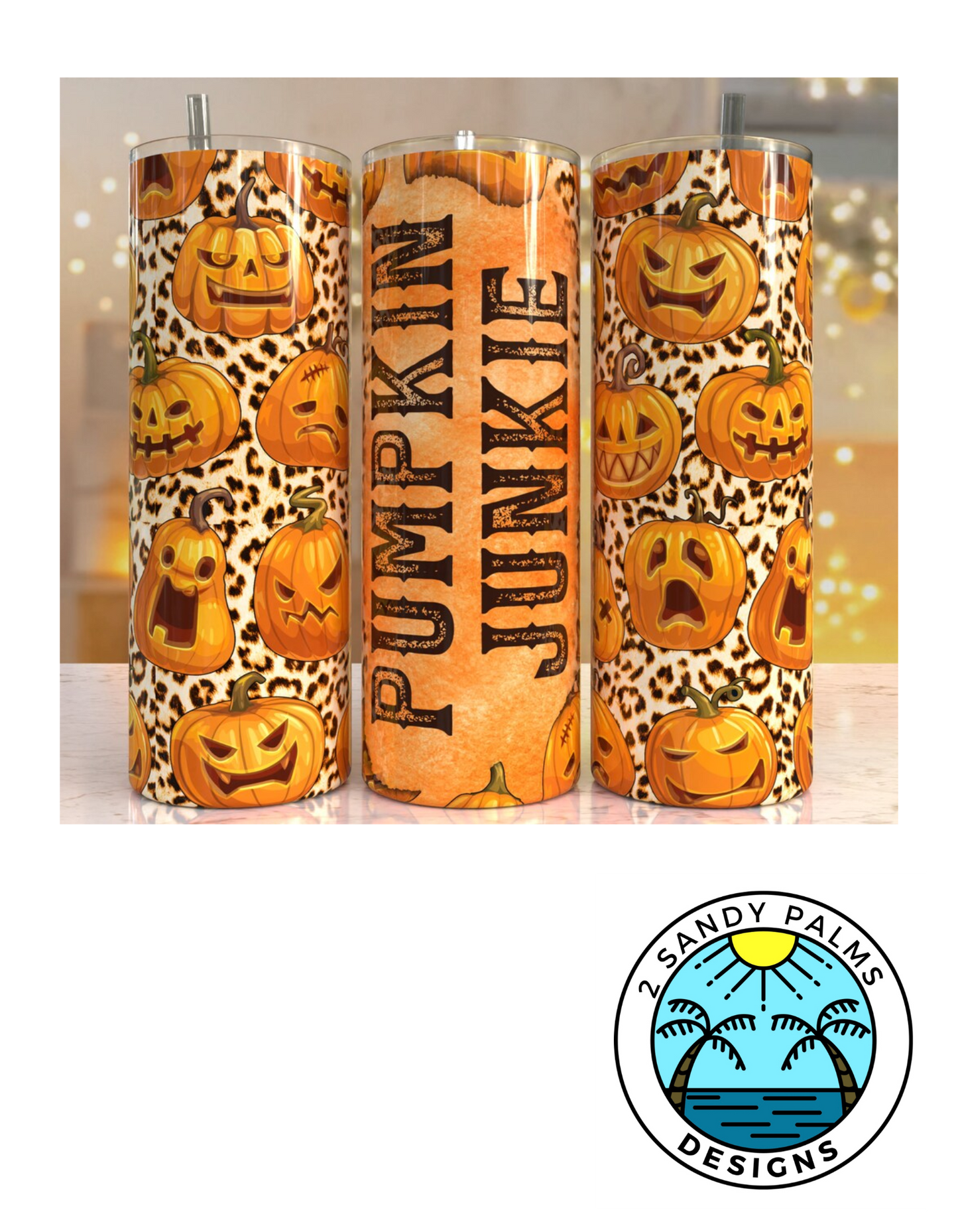 20oz Skinny Pumpkin Junkie Orange Tumbler