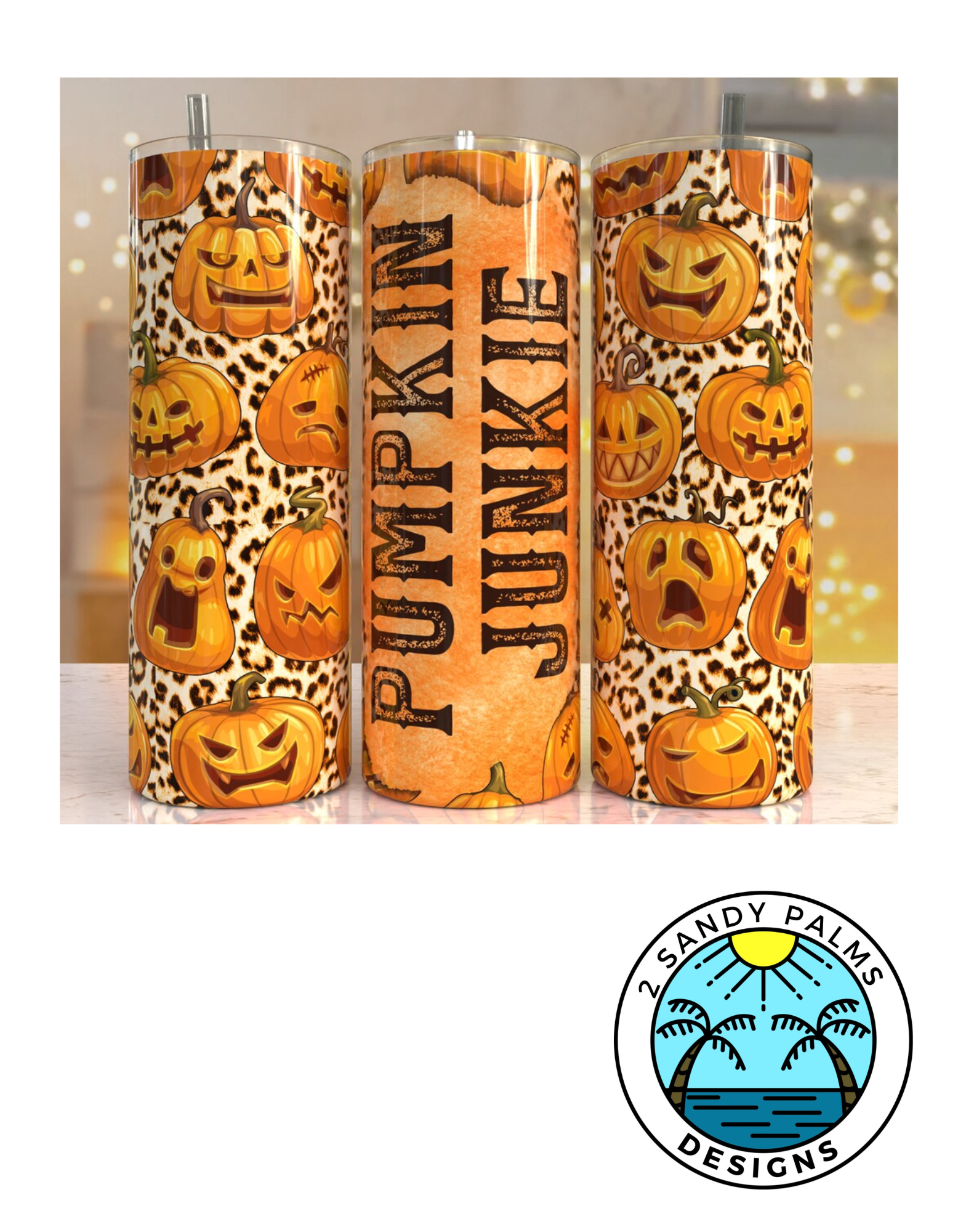 20oz Skinny Pumpkin Junkie Orange Tumbler