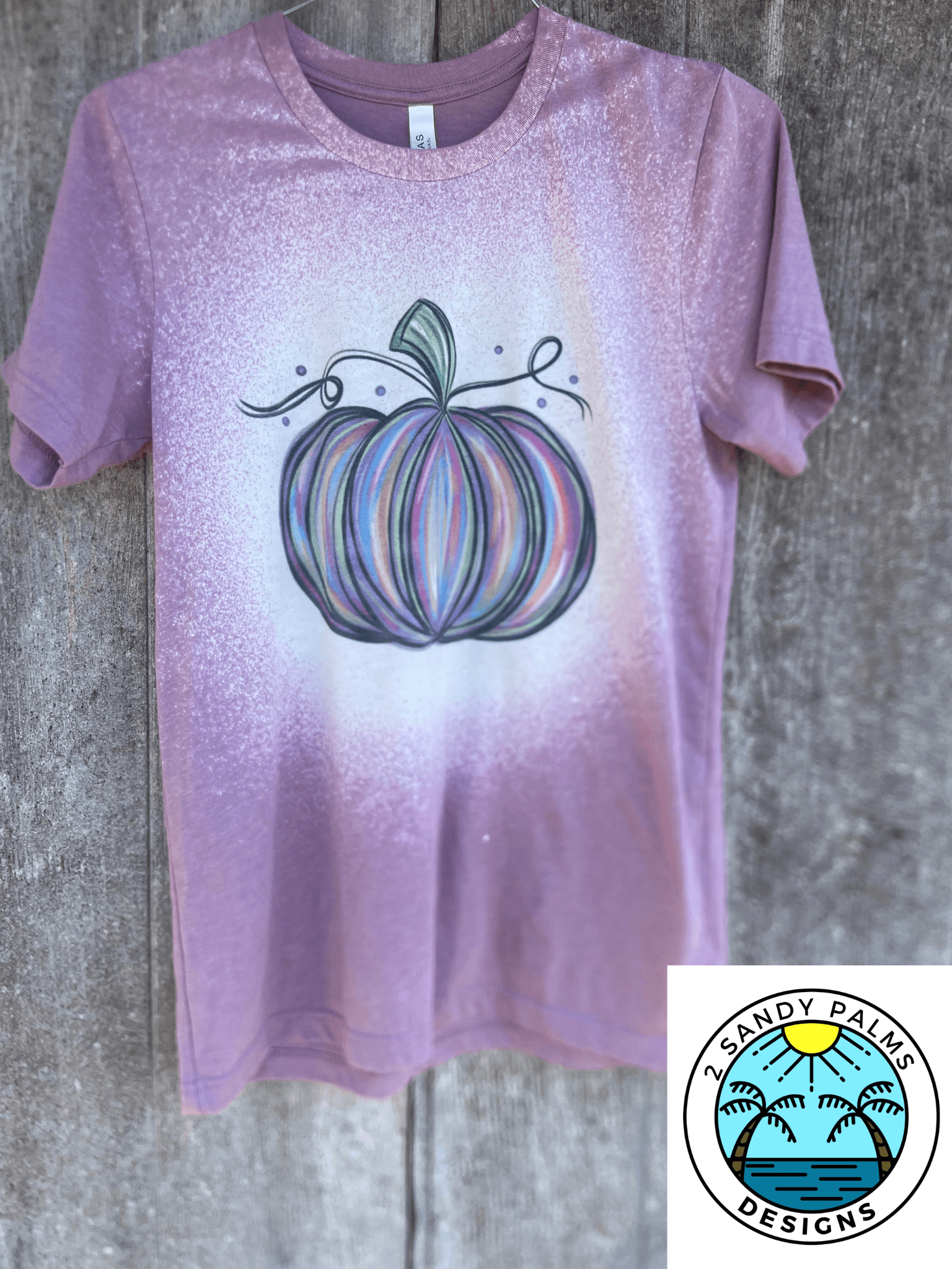 purple lavendar colorful pumpkin shirt bleached sublimated