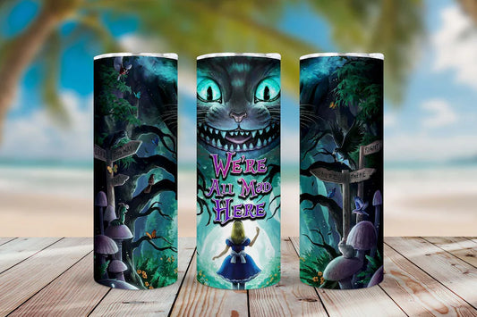 20oz skinny Tumbler Alice in Wonderland Glow-in-the-dark