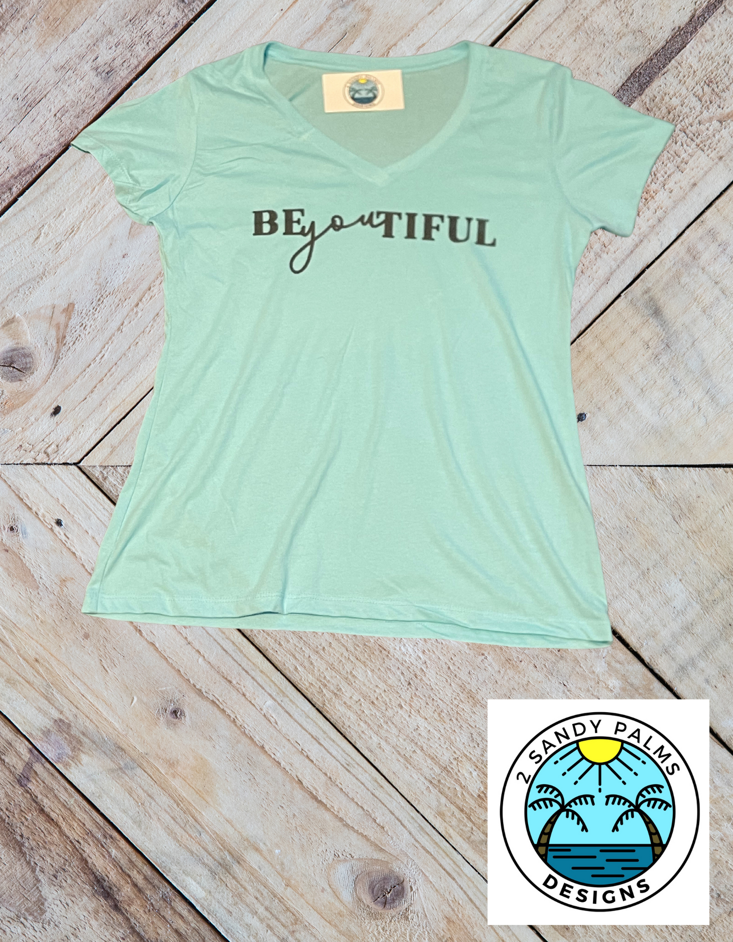 Light blue BEyouTIFUL V-neck T-shirt