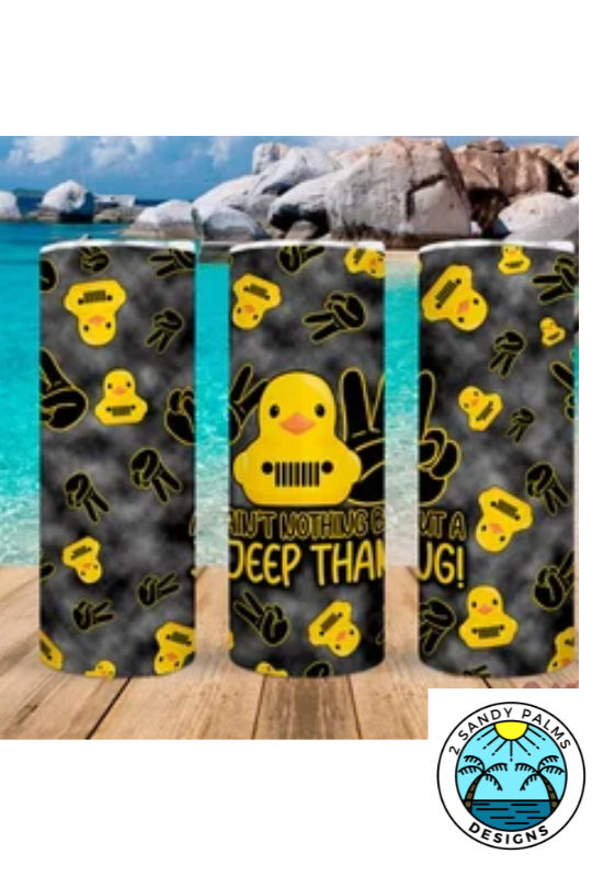 20oz black yellow skinny Jeep thang duck peace sign tumbler