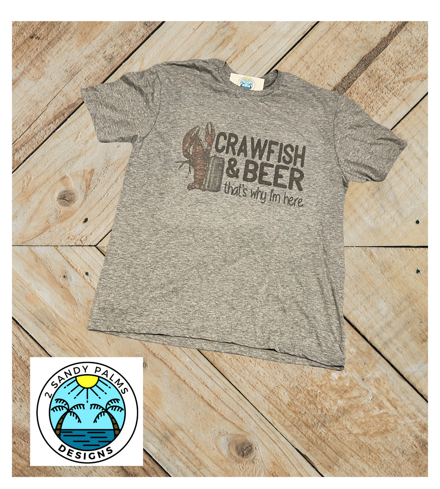 Gray T-Shirt crawfish & beer