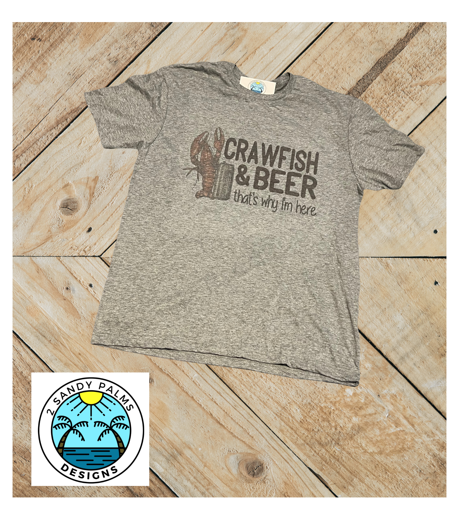 Gray T-Shirt crawfish & beer