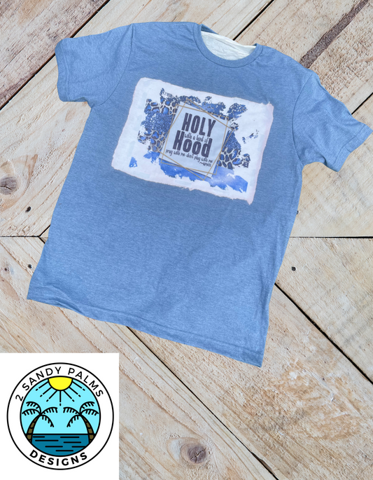 Light blue Holy with a Hint of Hood Bleached T-shirt