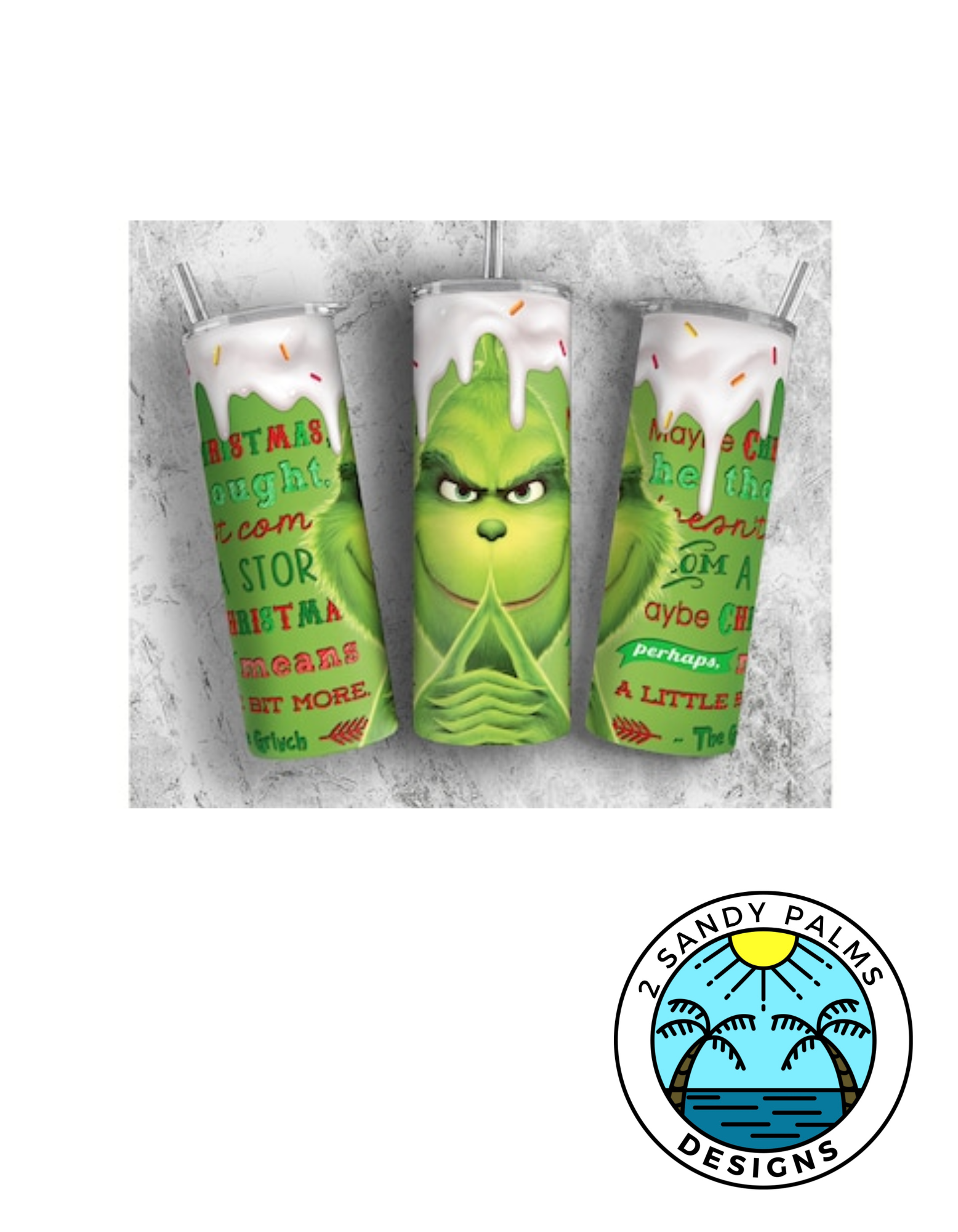 20oz Skinny Green Grinch Tumbler