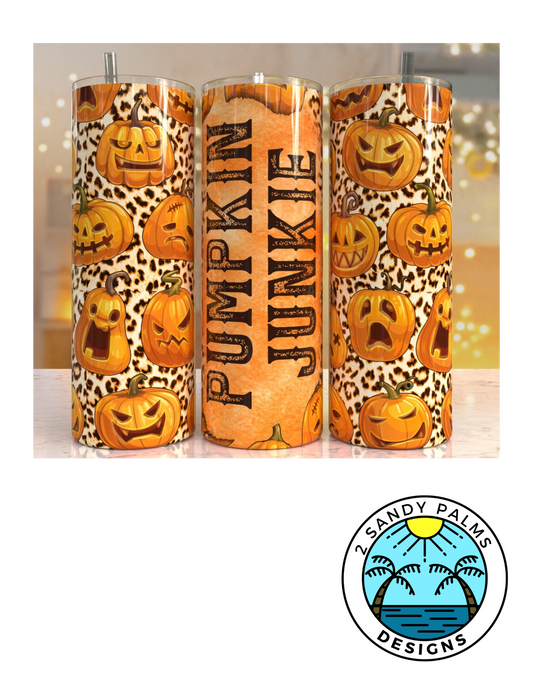 20oz Skinny Pumpkin Junkie Orange Tumbler