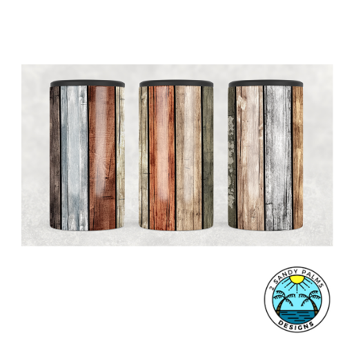 14oz. 4-in-1 can cooler colorful wood planks